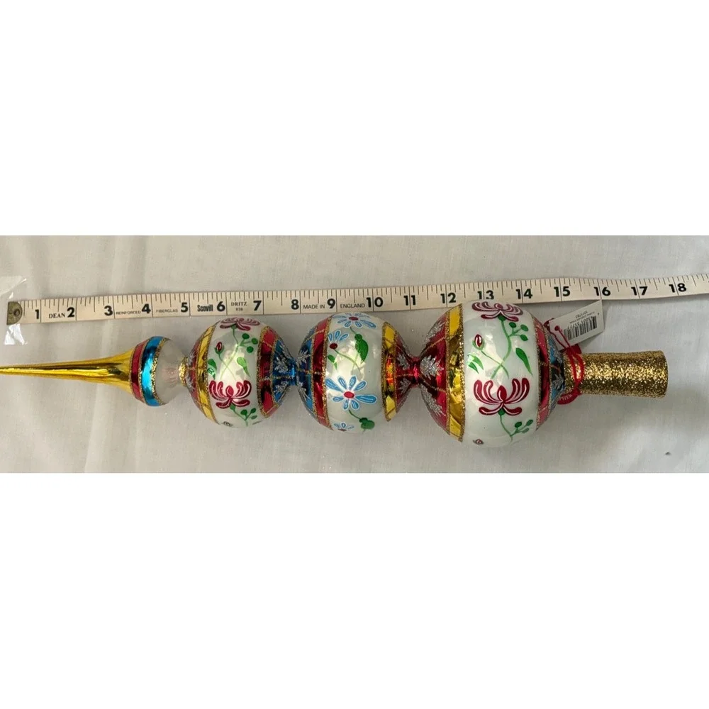 Vtg CHRISTOPHER RADKO Floral Cascade CHRISTMAS Tree TOPPER Finial Unused in Box
